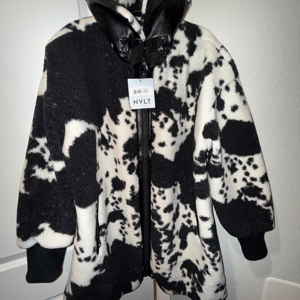 NVLT Black and Cream Hooded Jacket